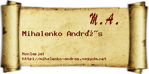 Mihalenko András névjegykártya